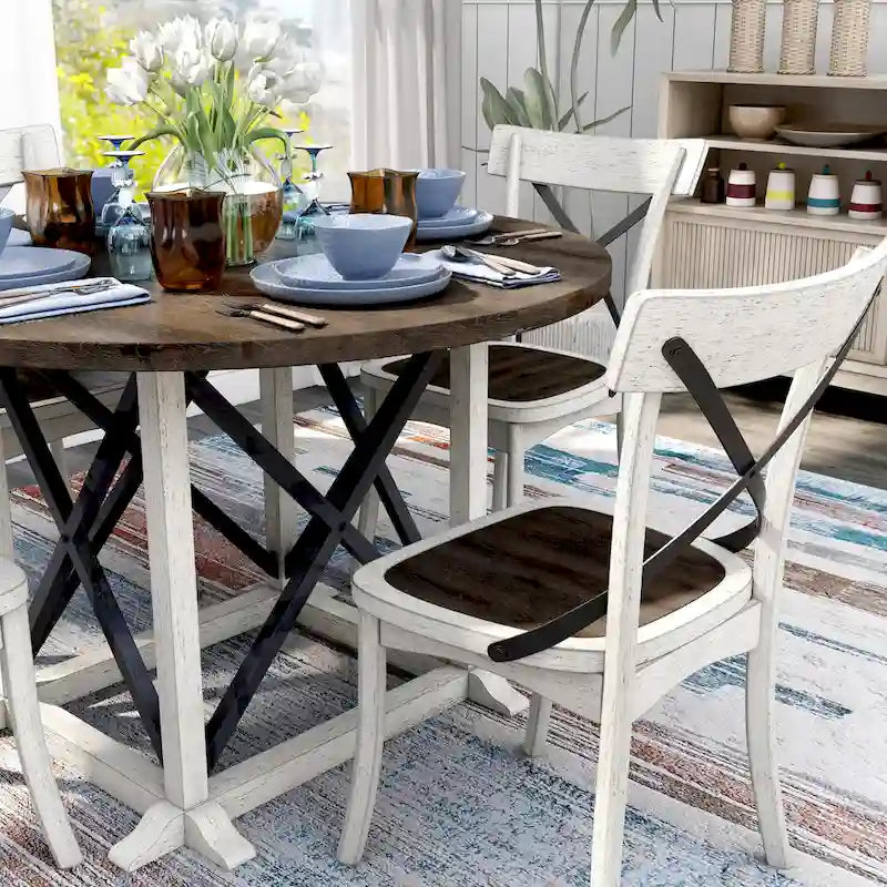 McFarlane Farmhouse Antique White Rubberwood 5-Piece Dining Set by Furniture of America