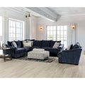 Parthage Contemporary Navy Chenille Sectional by Furniture of America