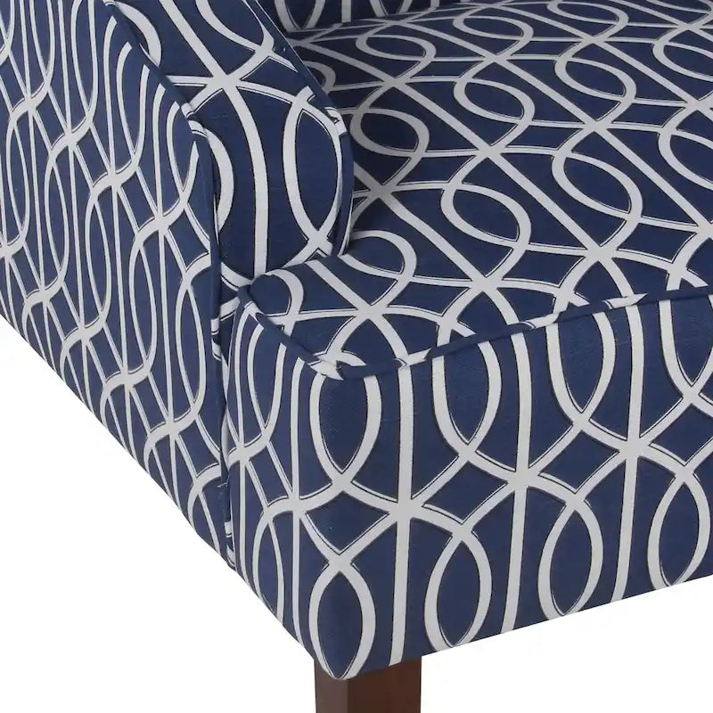 Porch & Den Cammy Blue Trellis Swoop Accent Chair