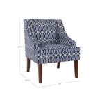 Porch & Den Cammy Blue Trellis Swoop Accent Chair