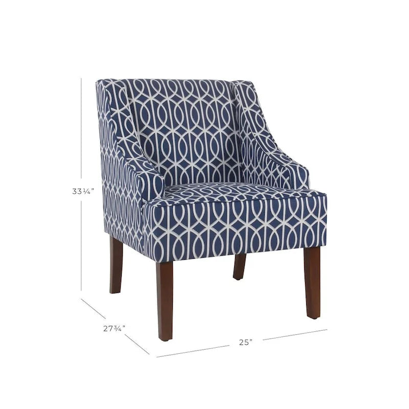 Porch & Den Cammy Blue Trellis Swoop Accent Chair