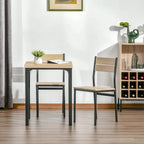 HOMCOM Rustic Country Wood Top 3 Piece Kitchen Table Dining Set with 2 Matching Chairs & Versatile Design for Small Space