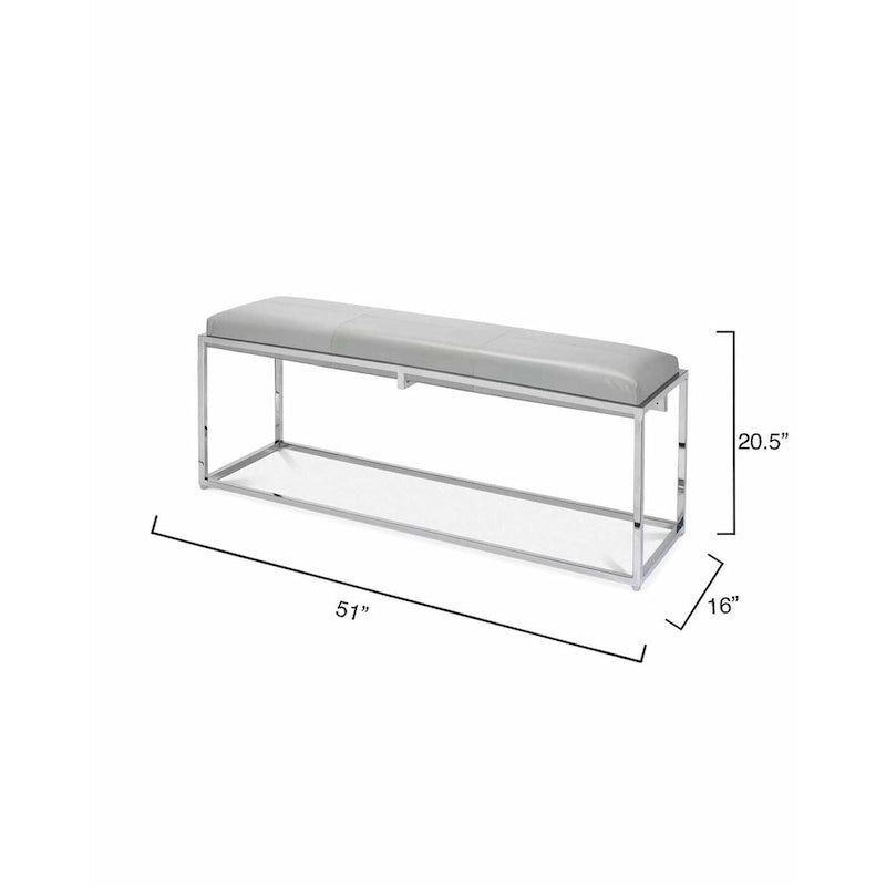 Alden Dcor Leather Bench, Grey