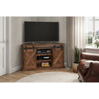 Bridgevine Home Farmhouse 56 inch Corner TV Stand for TVs up to 60 inches, No Assembly Required, Aged Whiskey Finish