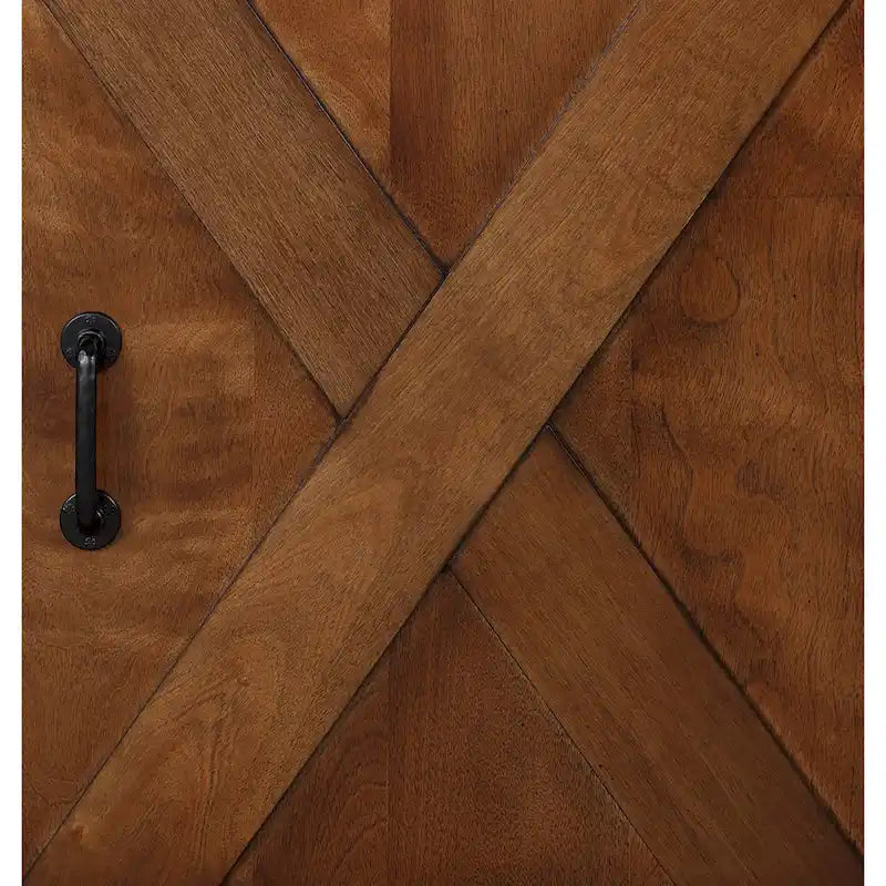 Bridgevine Home Farmhouse 56 inch Corner TV Stand for TVs up to 60 inches, No Assembly Required, Aged Whiskey Finish