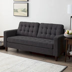 Brookside Brynn 76-in. Square-arm Faux Leather/Velvet/Fabric Sofa
