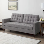 Brookside Brynn 76-in. Square-arm Faux Leather/Velvet/Fabric Sofa