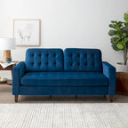 Brookside Brynn 76-in. Square-arm Faux Leather/Velvet/Fabric Sofa