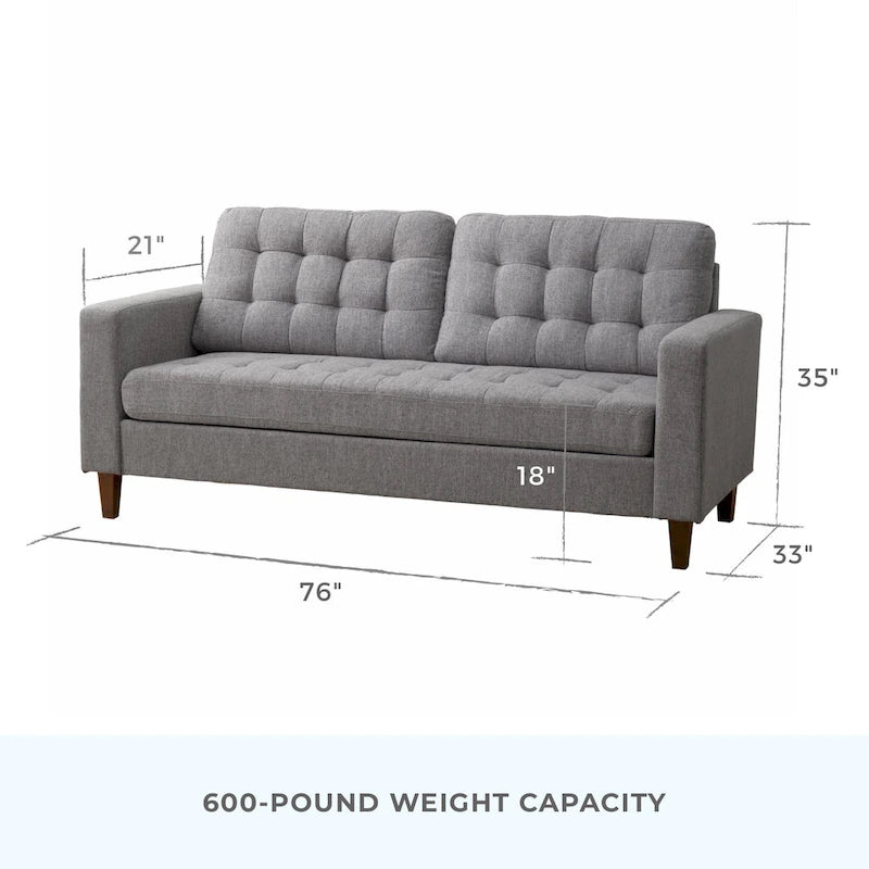 Brookside Brynn 76-in. Square-arm Faux Leather/Velvet/Fabric Sofa