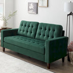 Brookside Brynn 76-in. Square-arm Faux Leather/Velvet/Fabric Sofa