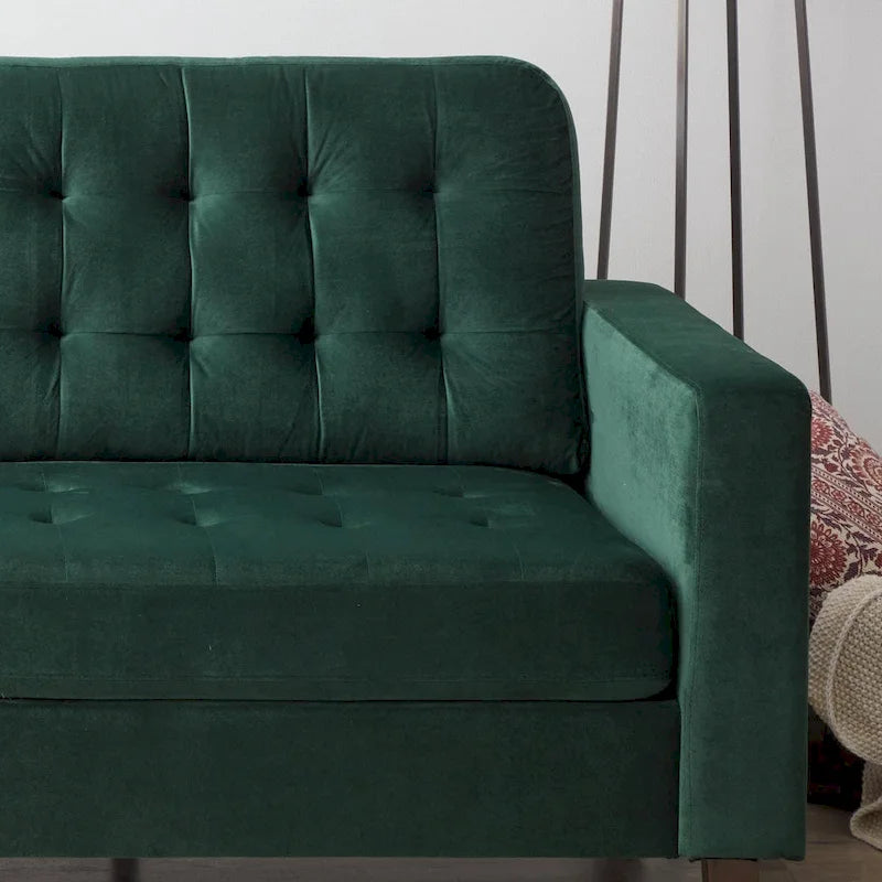 Brookside Brynn 76-in. Square-arm Faux Leather/Velvet/Fabric Sofa