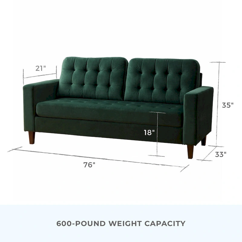 Brookside Brynn 76-in. Square-arm Faux Leather/Velvet/Fabric Sofa