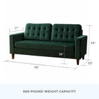 Brookside Brynn 76-in. Square-arm Faux Leather/Velvet/Fabric Sofa