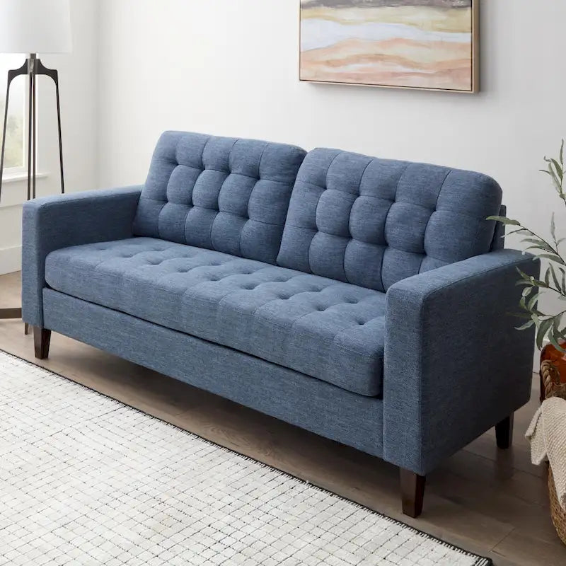 Brookside Brynn 76-in. Square-arm Faux Leather/Velvet/Fabric Sofa