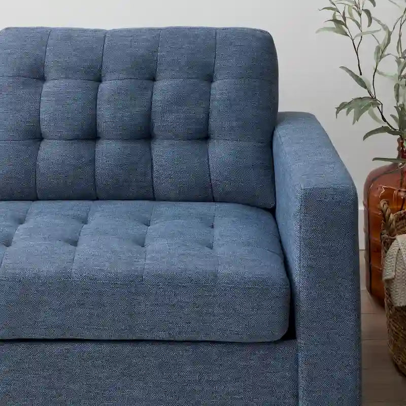 Brookside Brynn 76-in. Square-arm Faux Leather/Velvet/Fabric Sofa