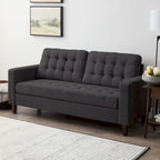 Brookside Brynn 76-in. Square-arm Faux Leather/Velvet/Fabric Sofa
