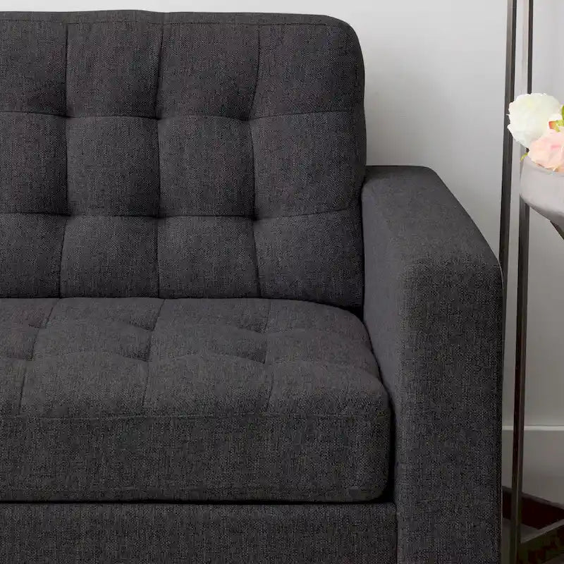 Brookside Brynn 76-in. Square-arm Faux Leather/Velvet/Fabric Sofa