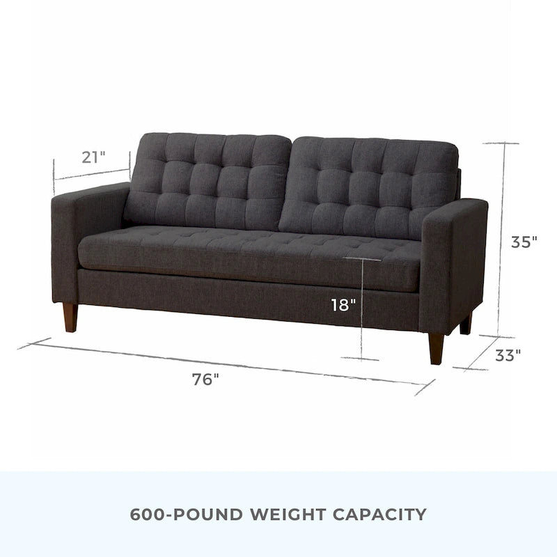 Brookside Brynn 76-in. Square-arm Faux Leather/Velvet/Fabric Sofa