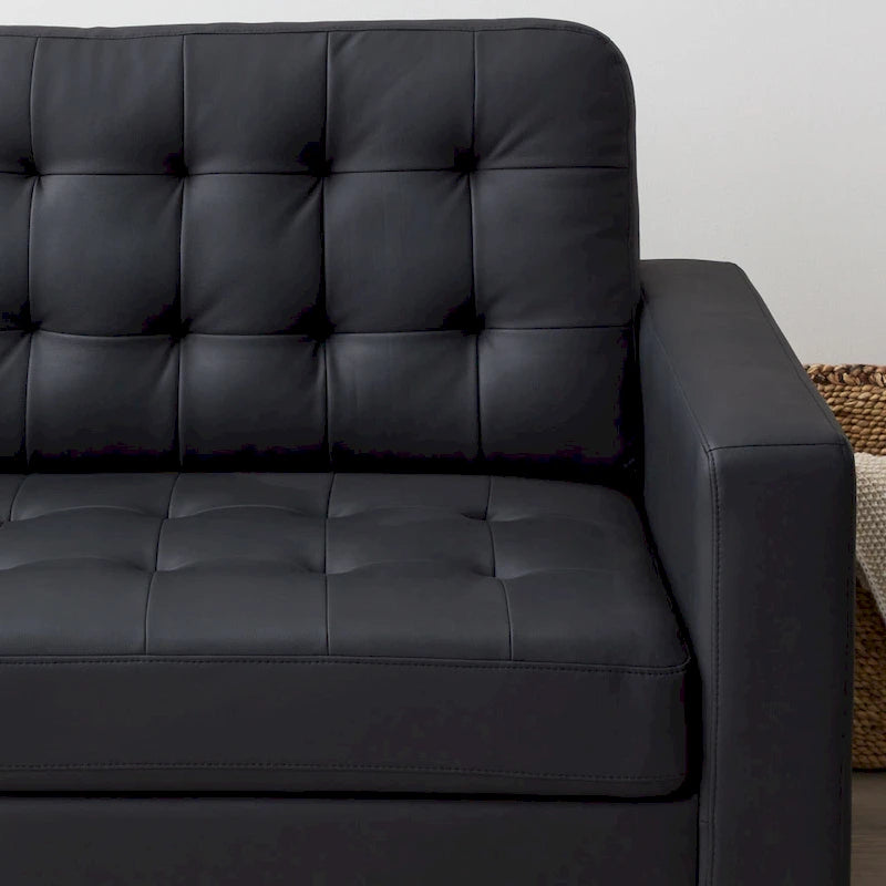 Brookside Brynn 76-in. Square-arm Faux Leather/Velvet/Fabric Sofa