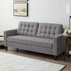 Brookside Brynn 76-in. Square-arm Faux Leather/Velvet/Fabric Sofa