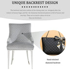 Modern Light Grey Velvet Dining Chairs with Mirrored Silver Legs