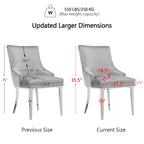 Modern Light Grey Velvet Dining Chairs with Mirrored Silver Legs