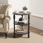 Round End Table with Storage Shelf and Metal Frame Industrial