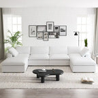 160 Widen Sectional Sofa Down Filled U-Shaped Couch 4 Seater with 2 Ottoman