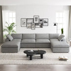160 Widen Sectional Sofa Down Filled U-Shaped Couch 4 Seater with 2 Ottoman