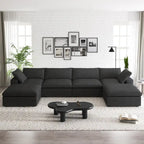 160 Widen Sectional Sofa Down Filled U-Shaped Couch 4 Seater with 2 Ottoman