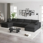 160 Widen Sectional Sofa Down Filled U-Shaped Couch 4 Seater with 2 Ottoman