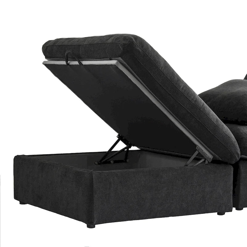 160 Widen Sectional Sofa Down Filled U-Shaped Couch 4 Seater with 2 Ottoman