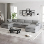 160 Widen Sectional Sofa Down Filled U-Shaped Couch 4 Seater with 2 Ottoman