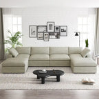 160 Widen Sectional Sofa Down Filled U-Shaped Couch 4 Seater with 2 Ottoman