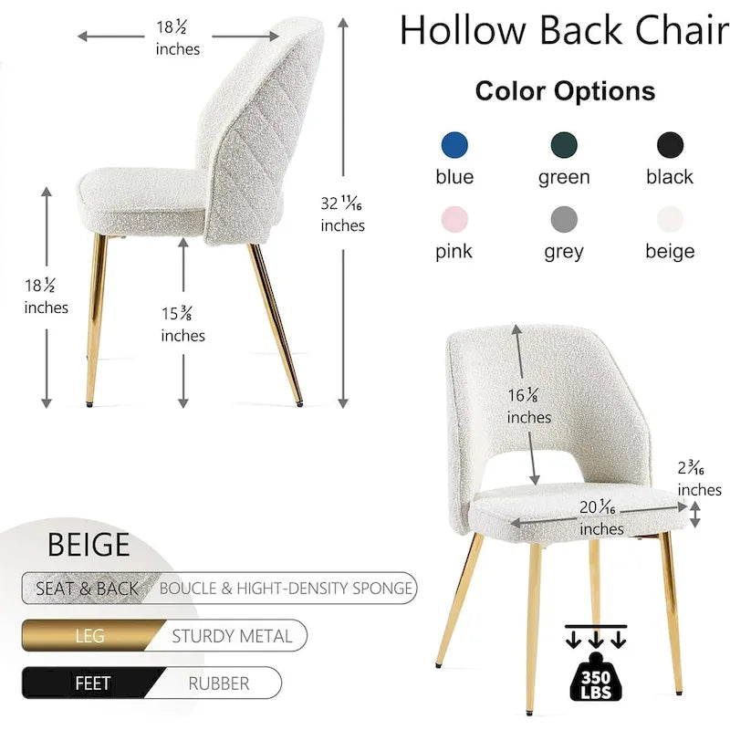 Howtai Upholstered Home Chair Hollow-Back Set of 4