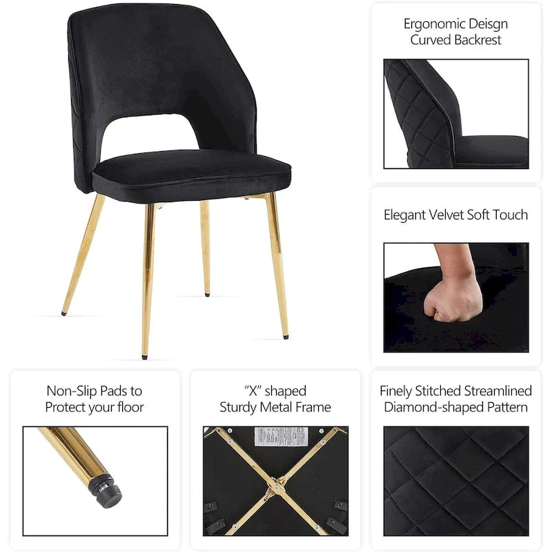 Howtai Upholstered Home Chair Hollow-Back Set of 4