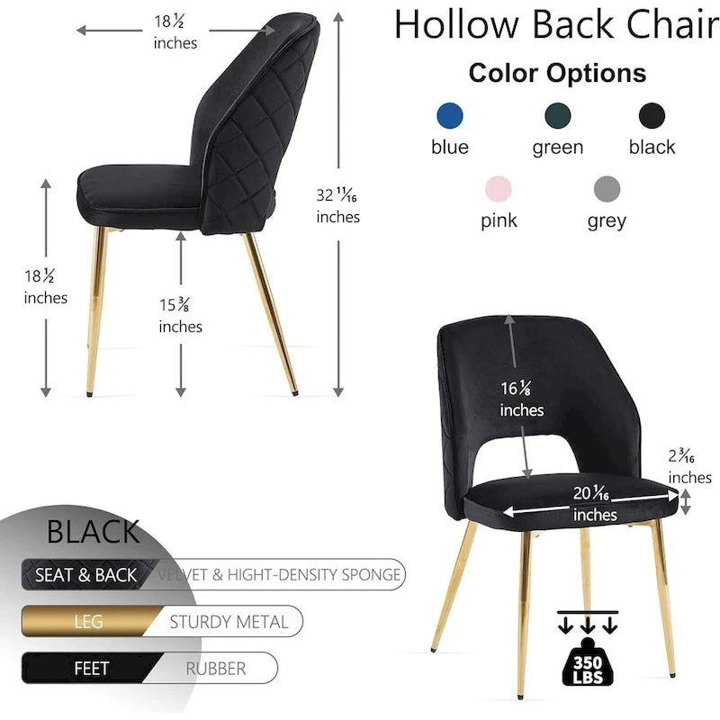 Howtai Upholstered Home Chair Hollow-Back Set of 4