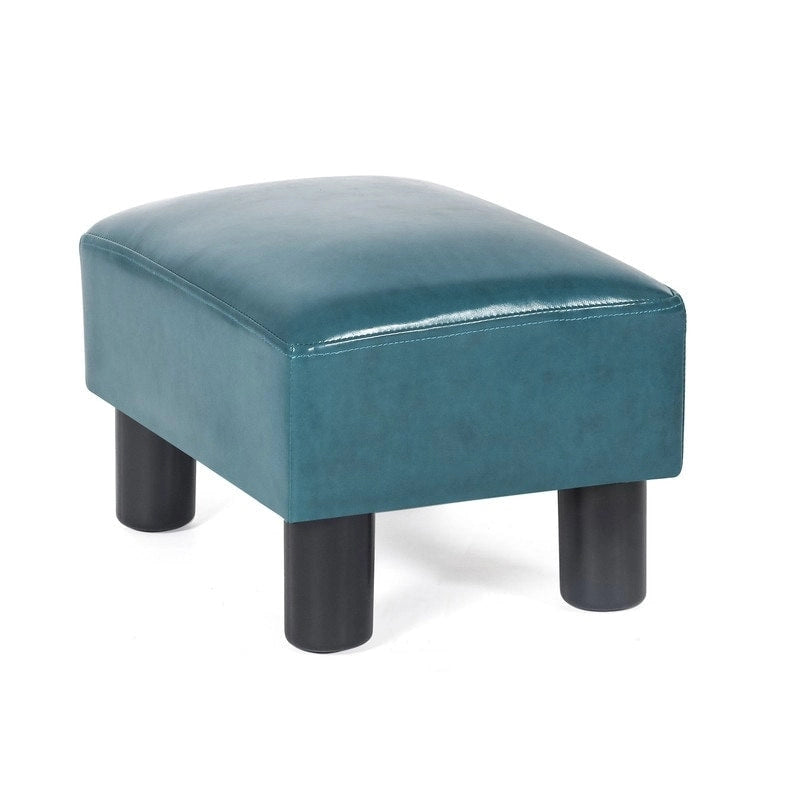 Adeco Faux Leather Ottoman Foot Rest Stool Square Padded Seat Ottoman