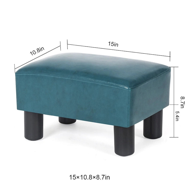 Adeco Faux Leather Ottoman Foot Rest Stool Square Padded Seat Ottoman