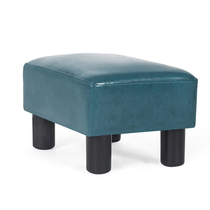 Adeco Faux Leather Ottoman Foot Rest Stool Square Padded Seat Ottoman