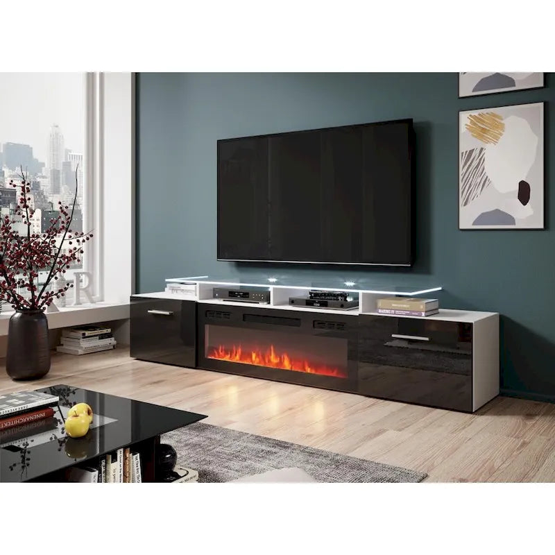 Rova EF Electric Fireplace Modern 75 TV Stand