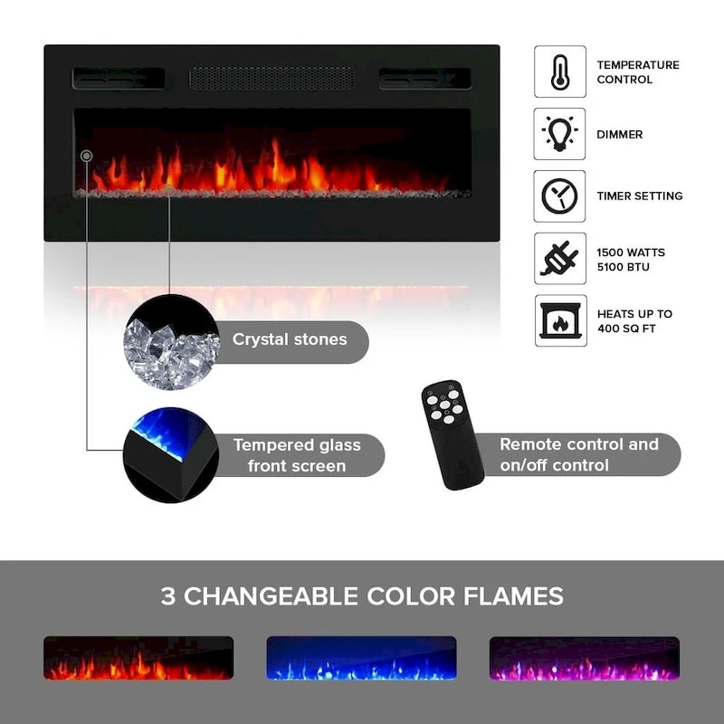 Rova EF Electric Fireplace Modern 75 TV Stand