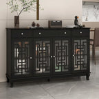 Modern Farmhouse Wood Accent Cabinet with Glass Doors Sideboard Buffet