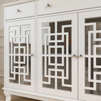 Modern Farmhouse Wood Accent Cabinet with Glass Doors Sideboard Buffet