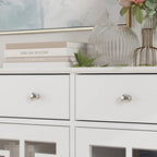 Modern Farmhouse Wood Accent Cabinet with Glass Doors Sideboard Buffet