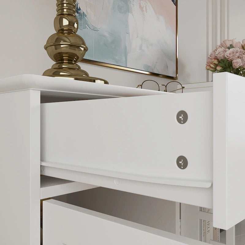 Modern Farmhouse Wood Accent Cabinet with Glass Doors Sideboard Buffet