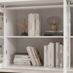 Modern Farmhouse Wood Accent Cabinet with Glass Doors Sideboard Buffet