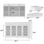 Modern Farmhouse Wood Accent Cabinet with Glass Doors Sideboard Buffet