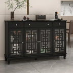 Modern Farmhouse Wood Accent Cabinet with Glass Doors Sideboard Buffet