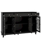 Modern Farmhouse Wood Accent Cabinet with Glass Doors Sideboard Buffet